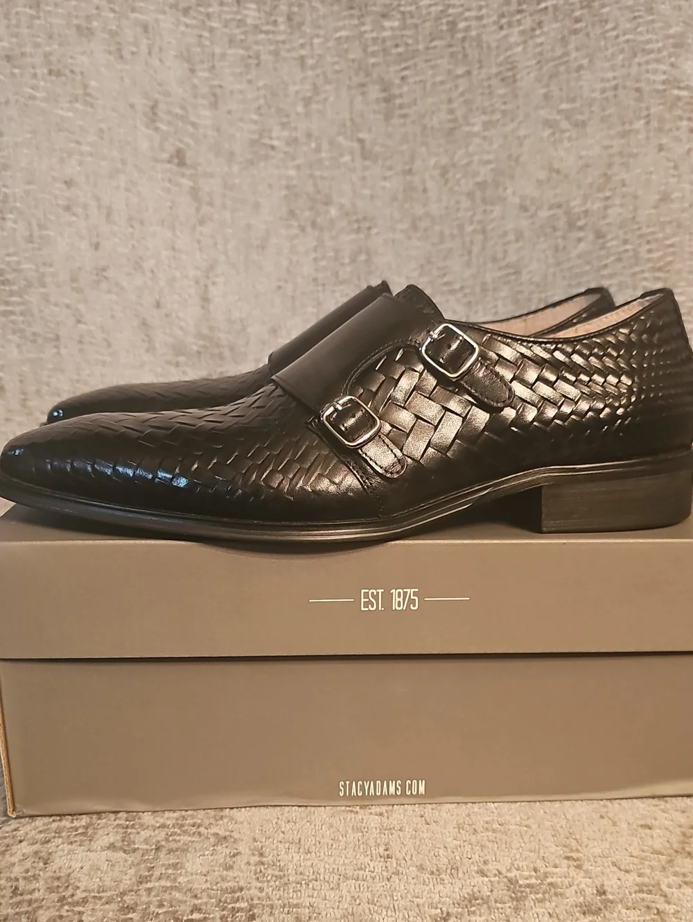 Stacy Adams Torrance Black Woven Double Monk Strap Oxfords